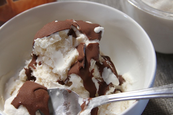 Vanilla ice cream w/ homemade magic shell