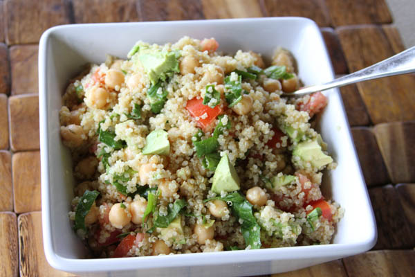 quinoa, chickpea, avocado salad at thegrommom.com