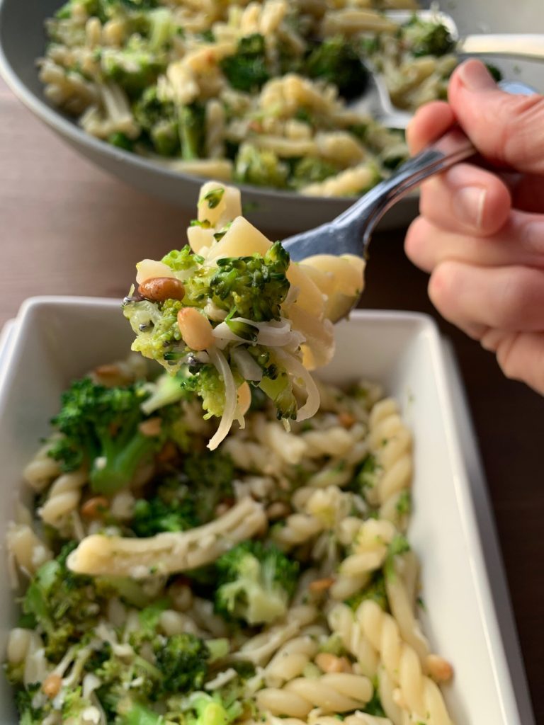 Insanely Delicious Lemon Garlic Pasta with Broccoli and Pine Nuts