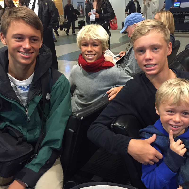 Swanson boys at airport
