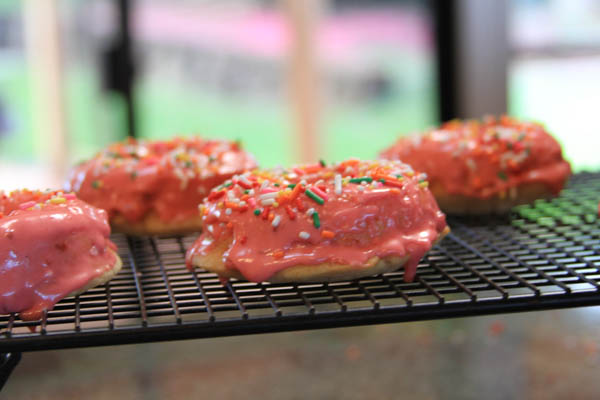 Pink strawberry donuts, at thegrommom.com