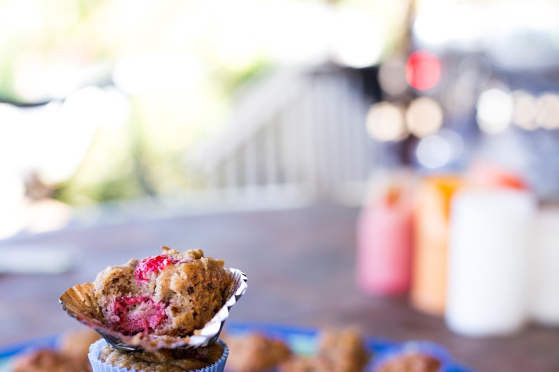 raspberry GF muffins
